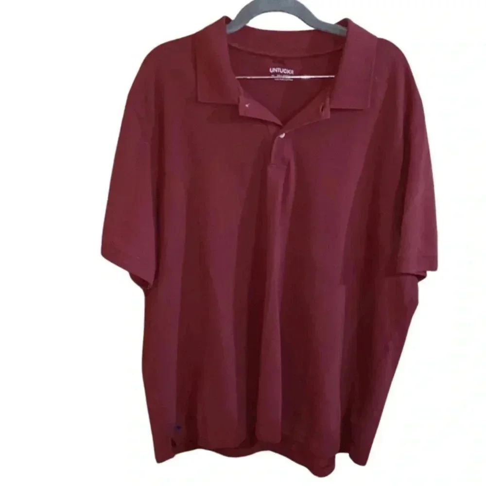 Untuckit Red Pima Cotton Short Sleeve Polo Shirt Size XXL